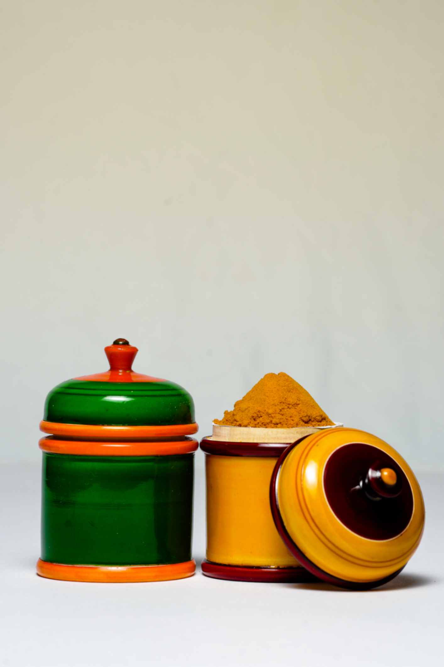 WOODEN KUMKUM/HALDI CONTAINERS
