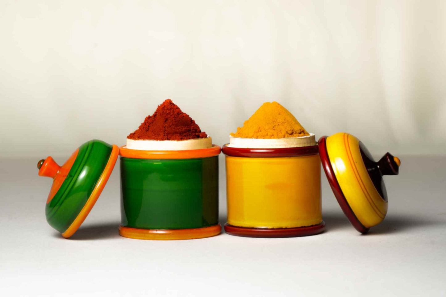 WOODEN KUMKUM/HALDI CONTAINERS