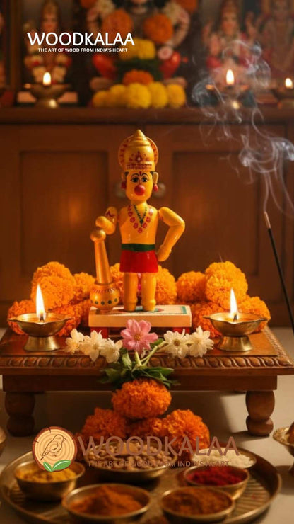 WOODEN HANUMAN IDOL