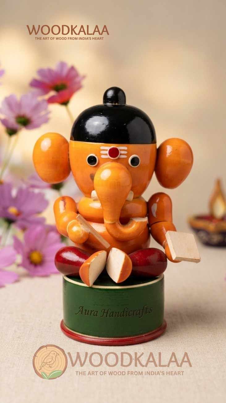 WOODEN LORD GANESHA IDOL