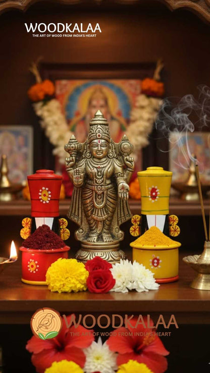 LORD VENKATESWARA KUMKUM/HALDI CONTAINERS (PACK 2)