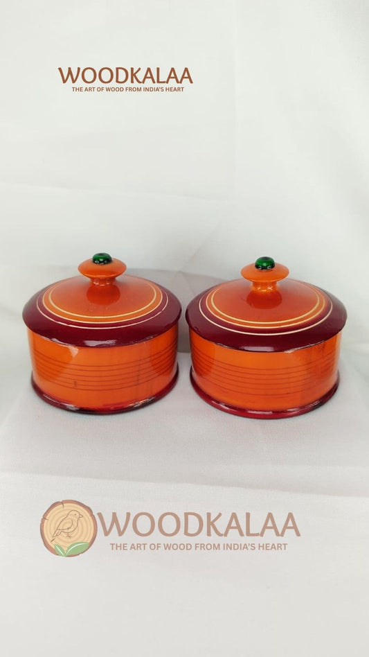 HALDI KUMKUM WOODEN BOX (PACK 2)