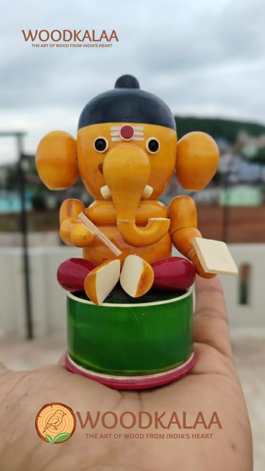 WOODEN LORD GANESHA IDOL