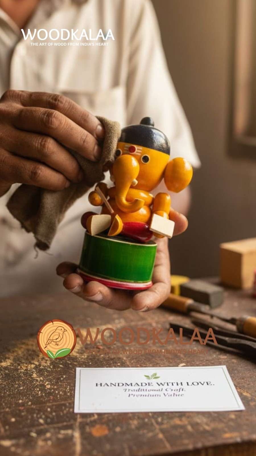 WOODEN LORD GANESHA IDOL