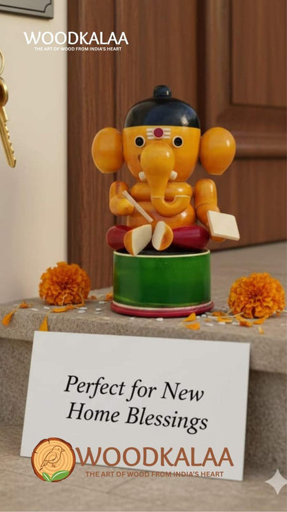 WOODEN LORD GANESHA IDOL