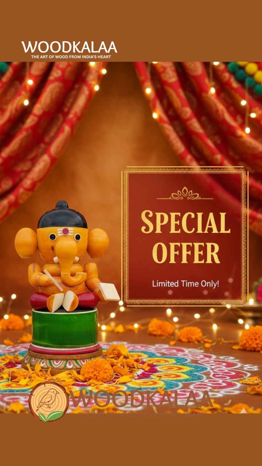 WOODEN LORD GANESHA IDOL