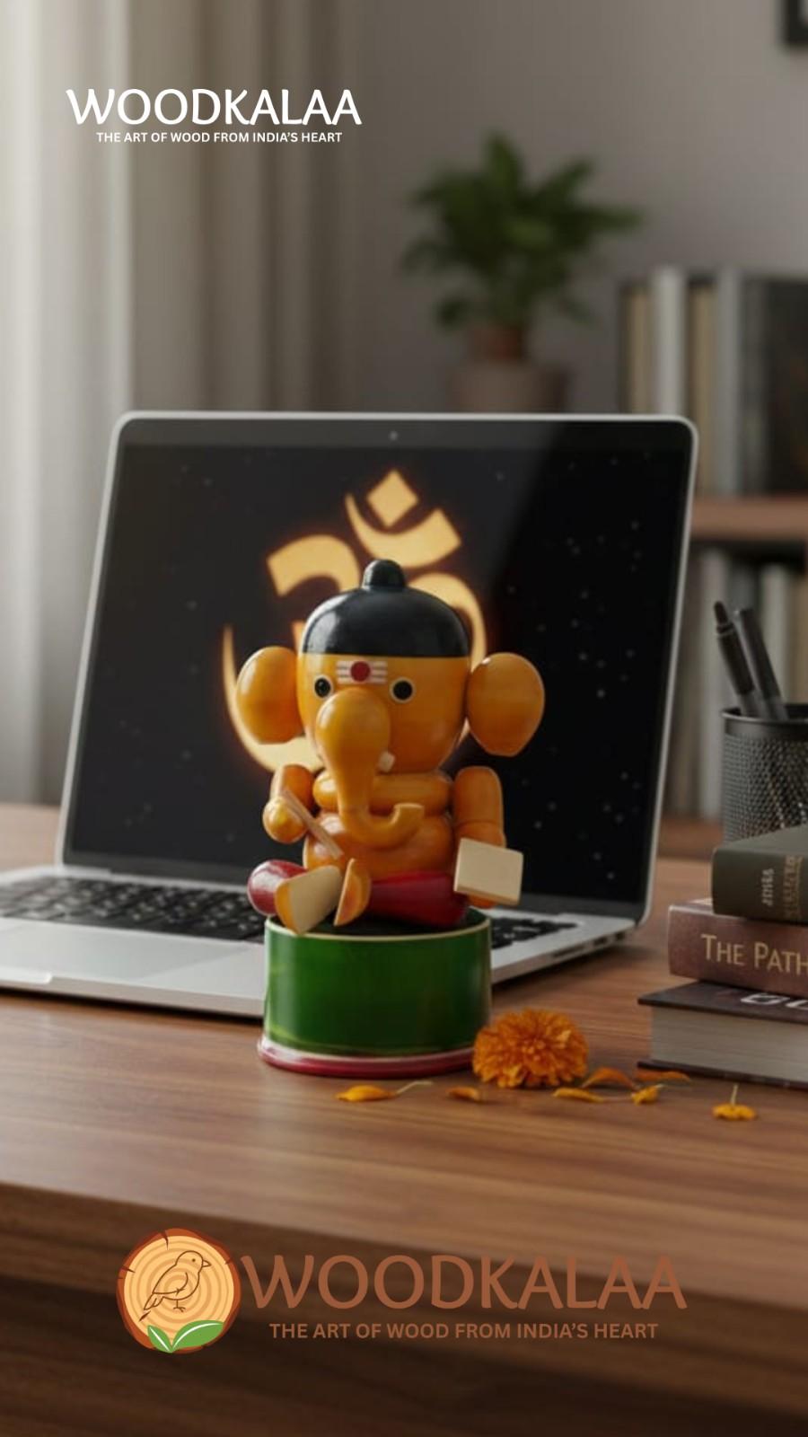 WOODEN LORD GANESHA IDOL