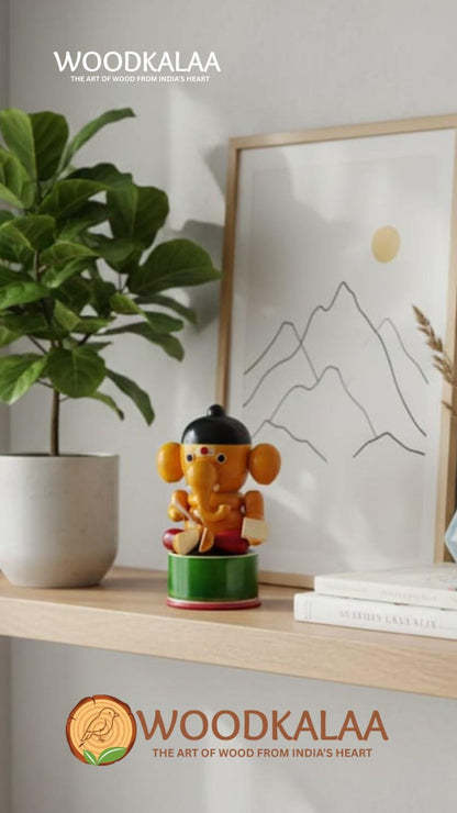 WOODEN LORD GANESHA IDOL