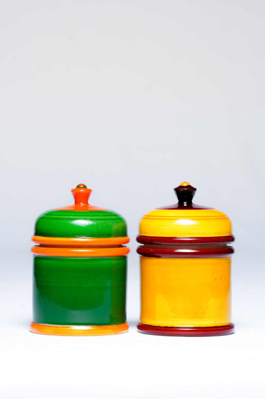 WOODEN KUMKUM/HALDI CONTAINERS